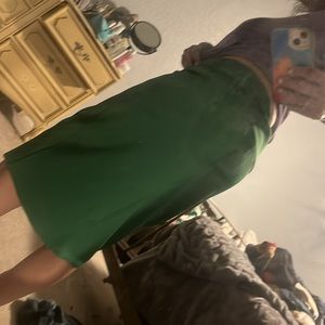 Kelly Green skirt has a split in the back sweater skirt